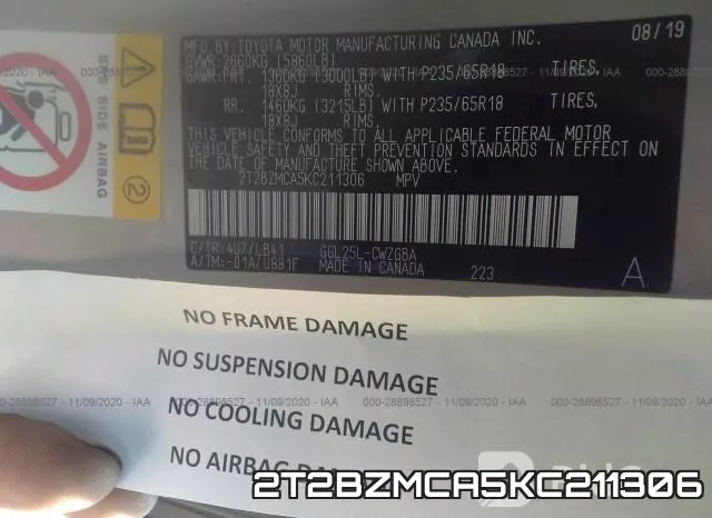 2T2BZMCA5KC211306 фото 9