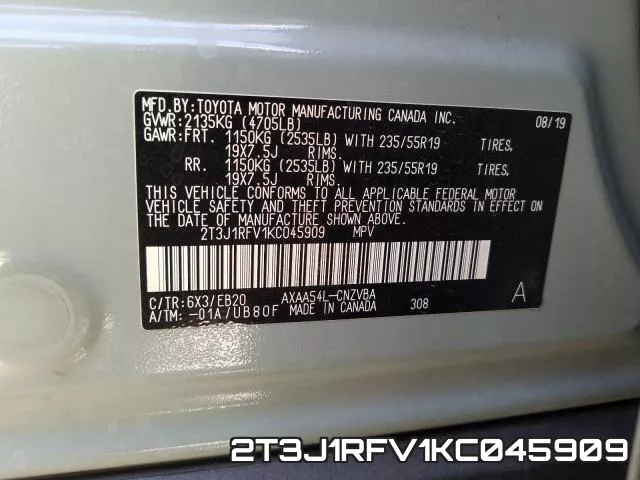 2T3J1RFV1KC045909 фото 2