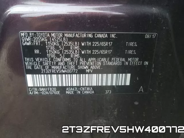 2T3ZFREV5HW400772 фото 2