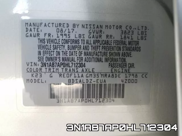 3N1AB7AP0HL712304 фото 2