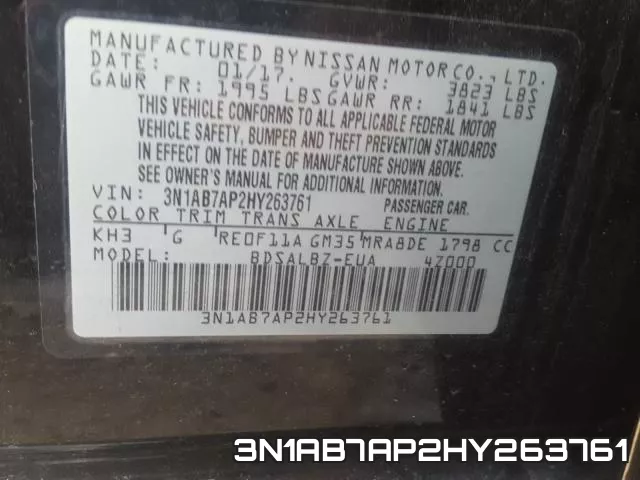 3N1AB7AP2HY263761 фото 2