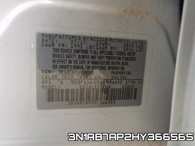 3N1AB7AP2HY366565 фото 2
