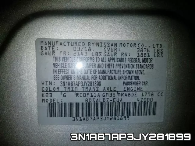 3N1AB7AP3JY281899 фото 2