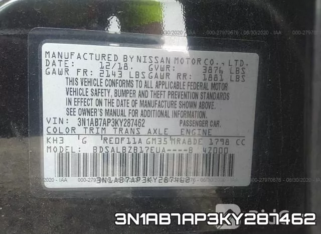 3N1AB7AP3KY287462 фото 10