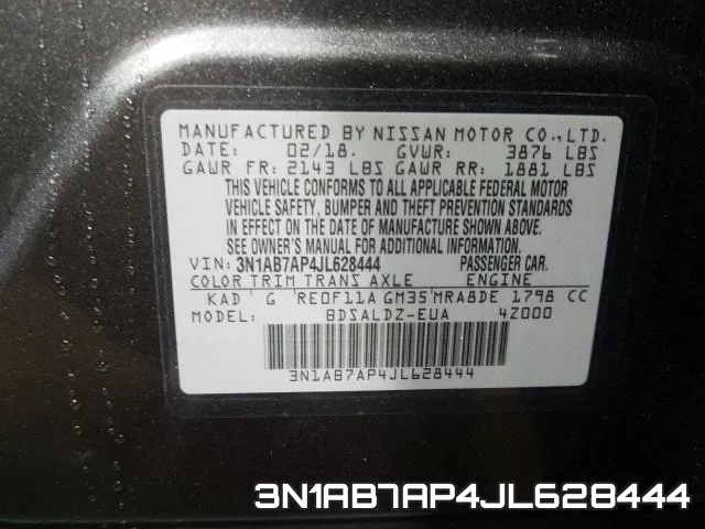 3N1AB7AP4JL628444 фото 2