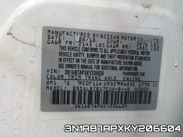 3N1AB7APXKY206604 фото 2