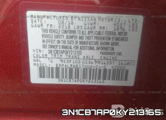 3N1CB7AP0KY213165 фото 9