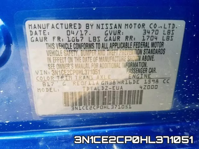 3N1CE2CP0HL371051 фото 2