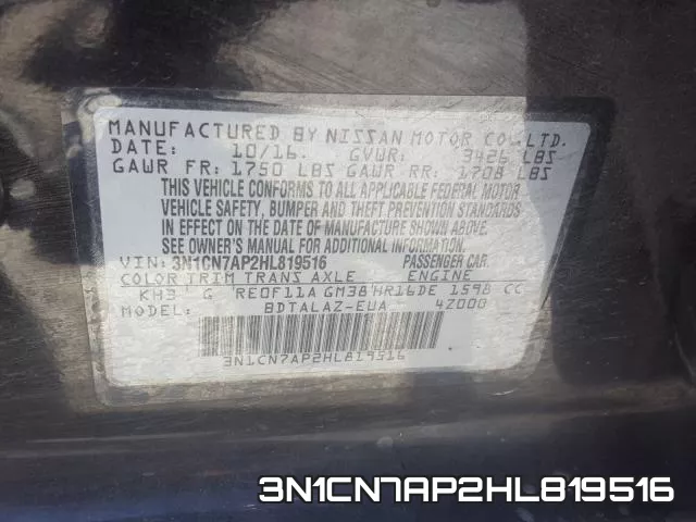 3N1CN7AP2HL819516 фото 2