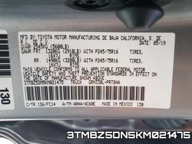 3TMBZ5DN5KM021475 фото 2