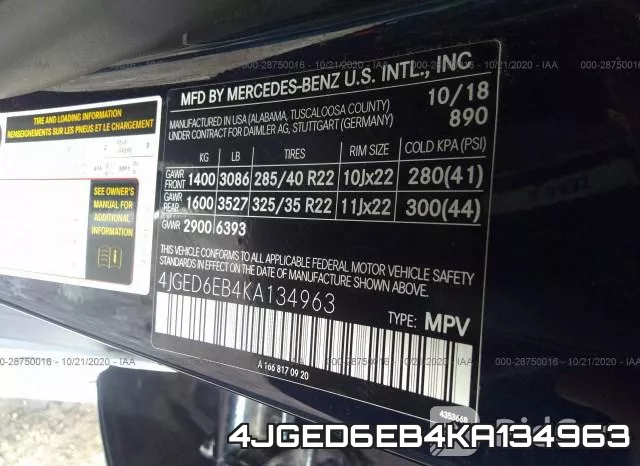4JGED6EB4KA134963 фото 10