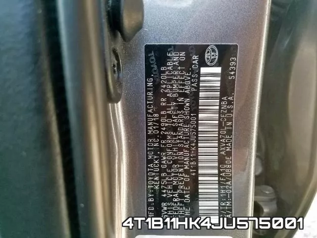 4T1B11HK4JU575001 фото 2