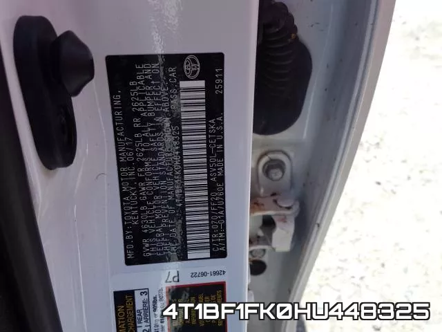 4T1BF1FK0HU448325 фото 2