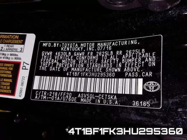 4T1BF1FK3HU295360 фото 2