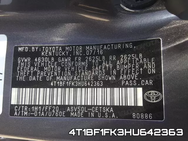 4T1BF1FK3HU642363 фото 2