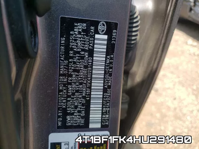 4T1BF1FK4HU291480 фото 2