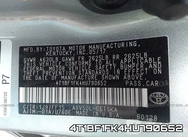 4T1BF1FK4HU790652 фото 10