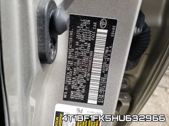4T1BF1FK5HU632966 фото 2
