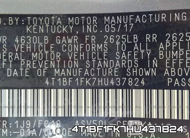 4T1BF1FK7HU437824 фото 10