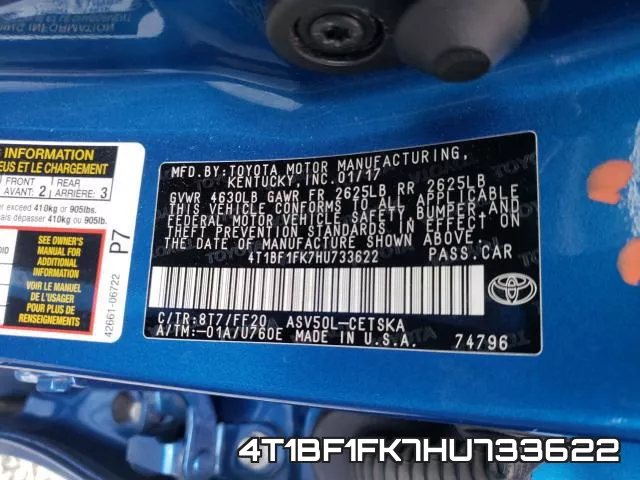 4T1BF1FK7HU733622 фото 2