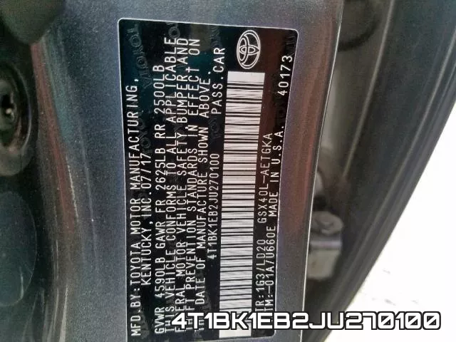4T1BK1EB2JU270100 фото 2