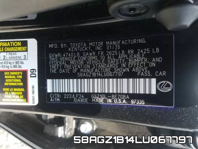 58AGZ1B14LU067797 фото 2