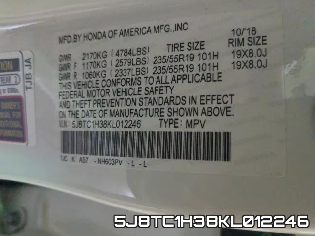 5J8TC1H38KL012246 фото 2