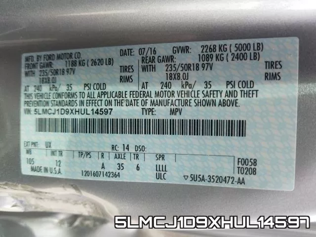 5LMCJ1D9XHUL14597 фото 2