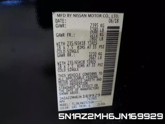 5N1AZ2MH6JN169929 фото 2