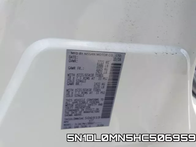 5N1DL0MN5HC506959 фото 2