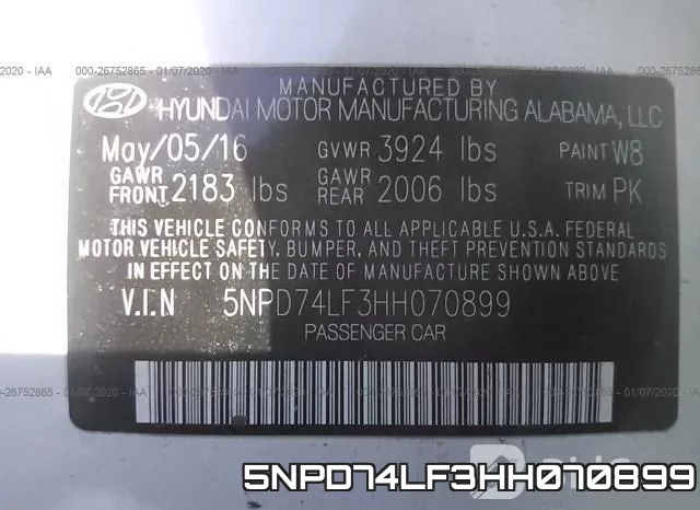 5NPD74LF3HH070899 фото 10