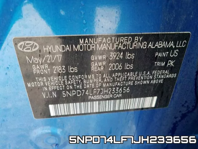 5NPD74LF7JH233656 фото 2