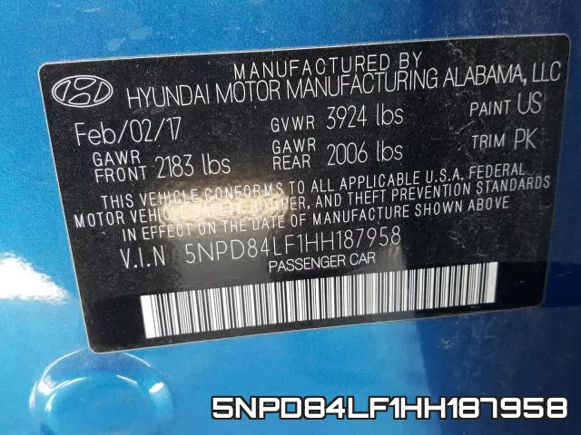 5NPD84LF1HH187958 фото 2
