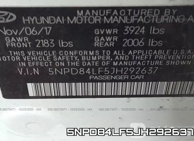 5NPD84LF5JH292637 фото 10