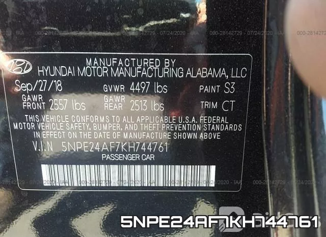 5NPE24AF7KH744761 фото 10
