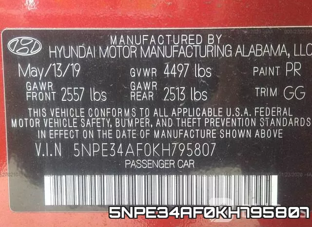 5NPE34AF0KH795807 фото 10