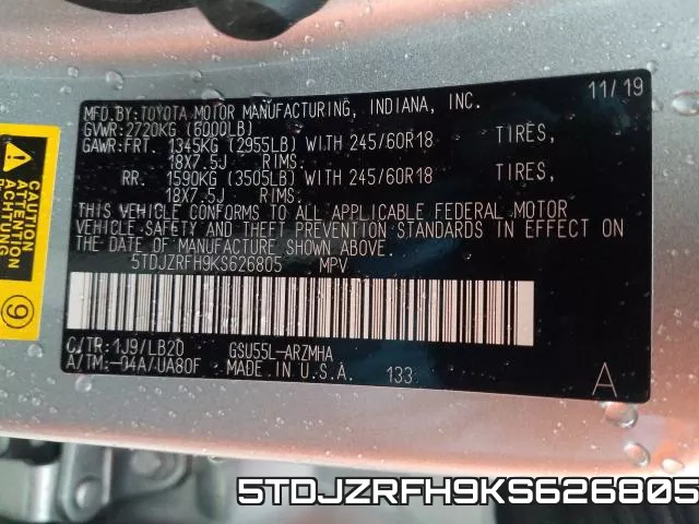 5TDJZRFH9KS626805 фото 2