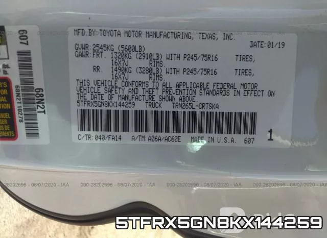 5TFRX5GN8KX144259 фото 10