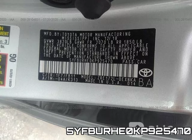 5YFBURHE0KP925470 фото 10