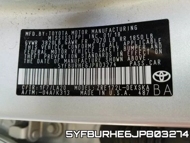 5YFBURHE6JP803274 фото 2