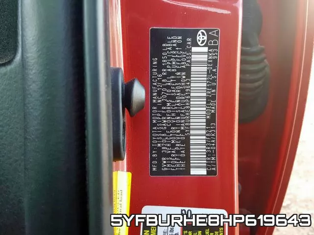 5YFBURHE8HP619643 фото 2