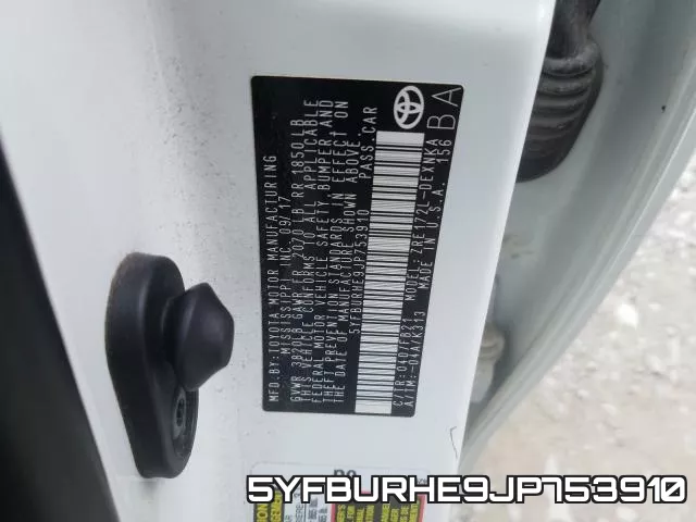 5YFBURHE9JP753910 фото 2