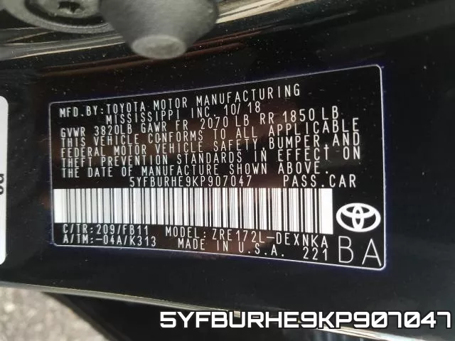 5YFBURHE9KP907047 фото 2