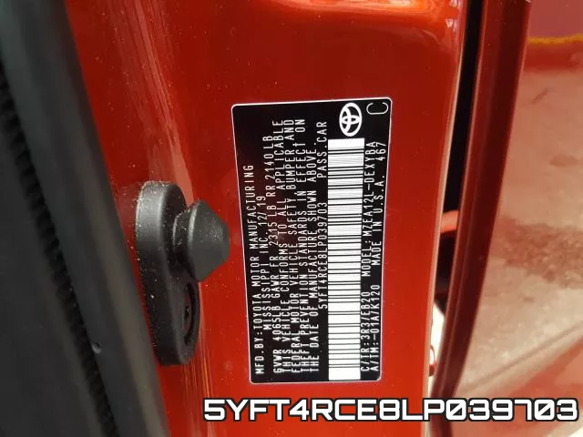 5YFT4RCE8LP039703 фото 2