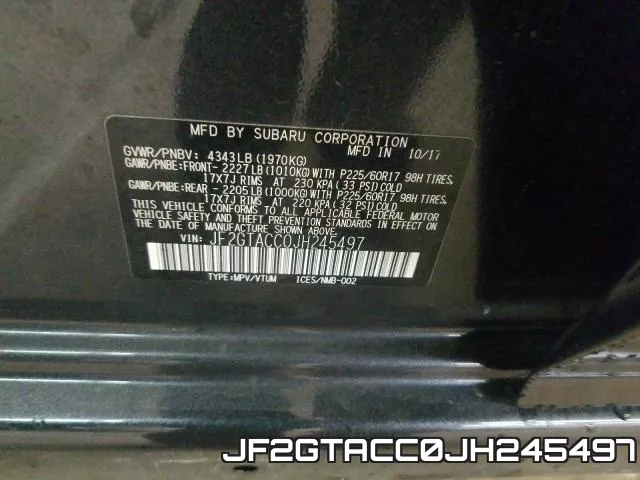 JF2GTACC0JH245497 фото 2