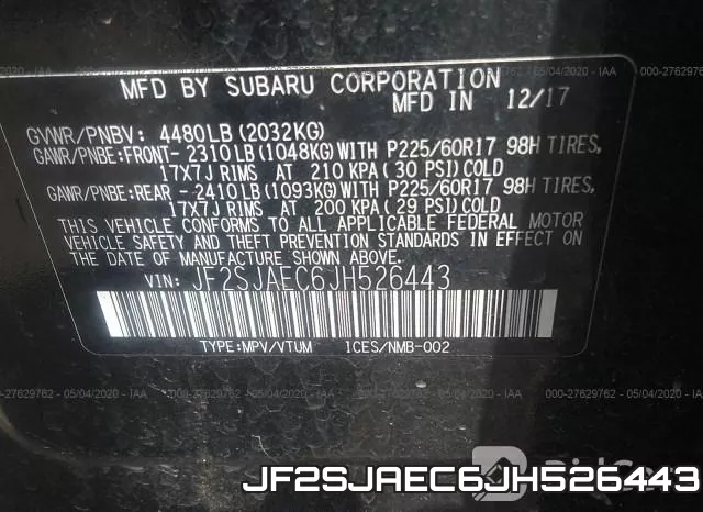 JF2SJAEC6JH526443 фото 10