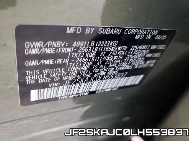 JF2SKAJC0LH553837 фото 2