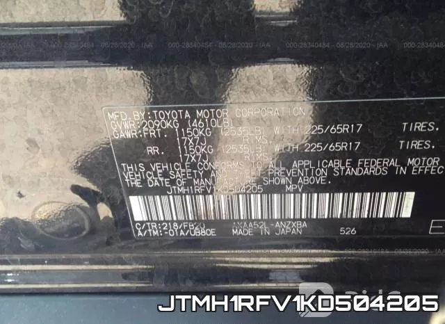 JTMH1RFV1KD504205 фото 10