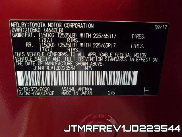 JTMRFREV1JD223544 фото 2