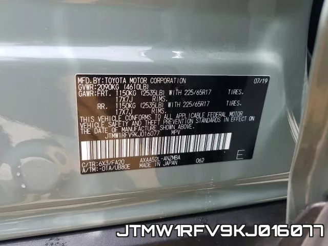 JTMW1RFV9KJ016077 фото 2